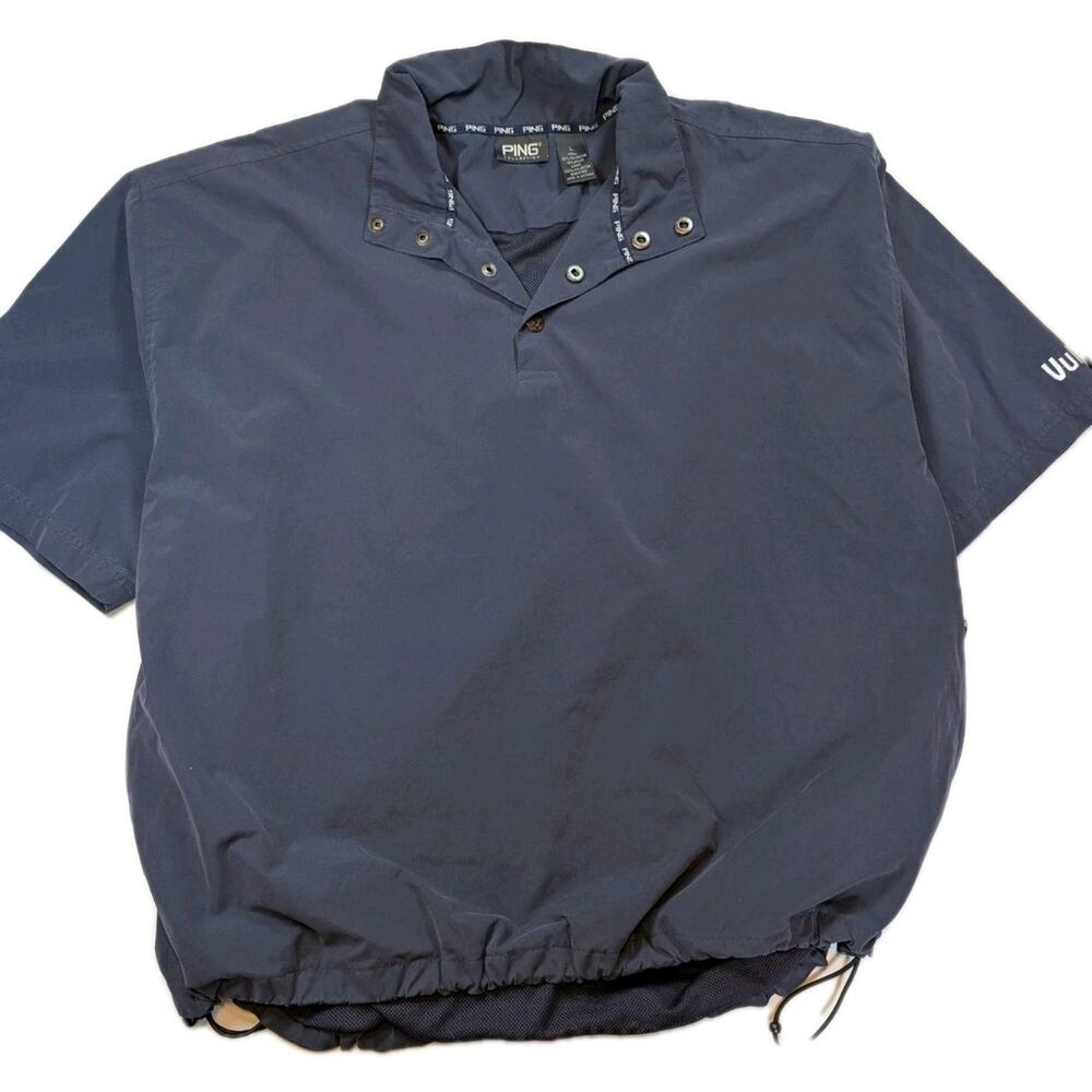 Ping Collection Golf Wind Pullover Mens Large Blue Snap Placket Performance